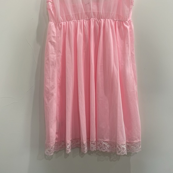 Vintage Montgomery Ward Pink Lace Slip Nightgown Dress Size Large Made In USA - Picture 6 of 13